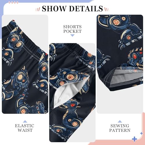 Pajama Bottoms, Robot Monster Pattern Sleeping Pant Lounge Wear Pajamas Long Pants Sleepwear Pjs4