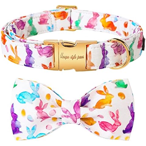 Unique style paws Easter Dog Collar, Holiday Bunny Eggs Dog Collar Bowtie, Pet Collar Bow for Small Medium Large Dogs Cover