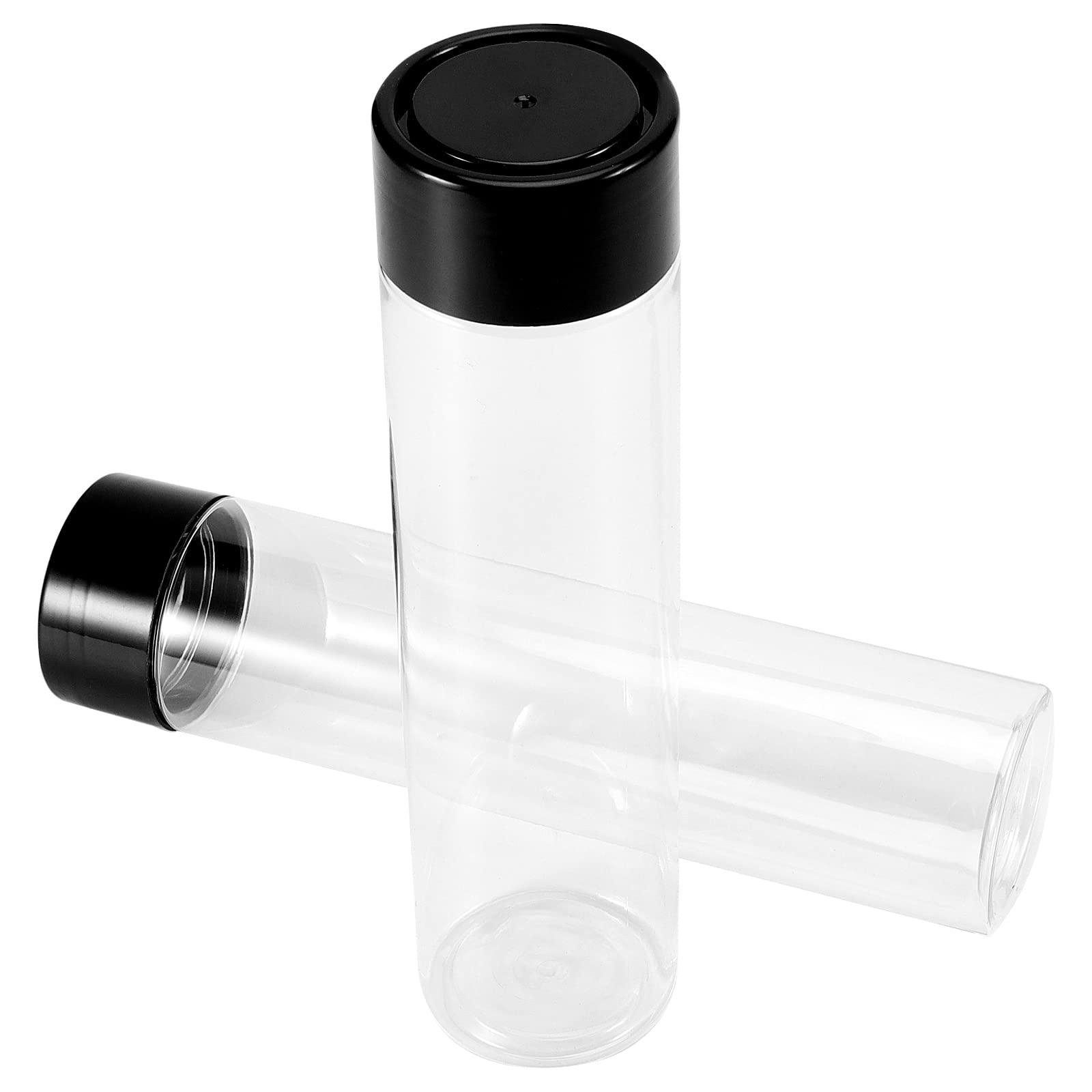 JEUIHAU Paquete de 20 botellas de jugo de plástico PET transparente de 350 ml con tapas negras, botellas de jugo de plástico vacías, jugos, leche y bebidas caseras