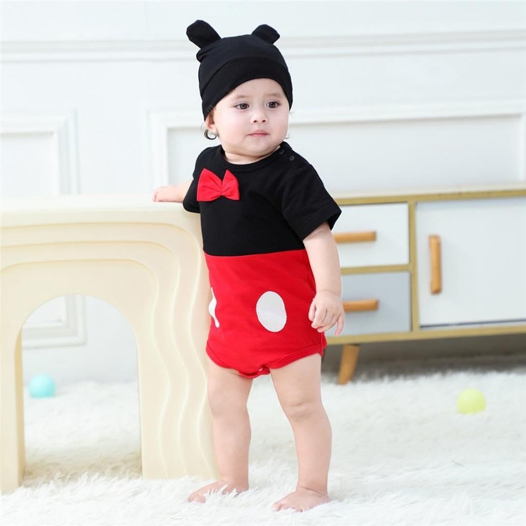 Dressy Daisy Baby Boy Mouse Romper Halloween Costume Bodysuit Party Dress Up Outfit with Mouse Ears Hat Size 3-18 Months - Image 3