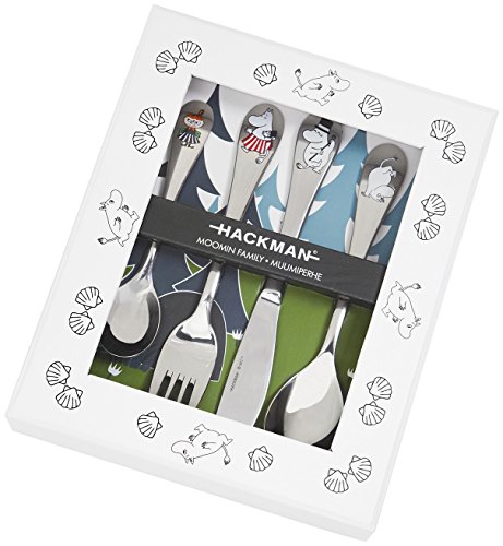 Iittala Mumin / Moomin Familie Kinderbesteck, Besteckset, Gabel, Messer, Löffel, Dessertlöffel, 4-tlg., 1009273