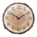 Rustic Wooden Wall Clock 12 Inch Silent Non Ticking Wall Clocks Battery Operated