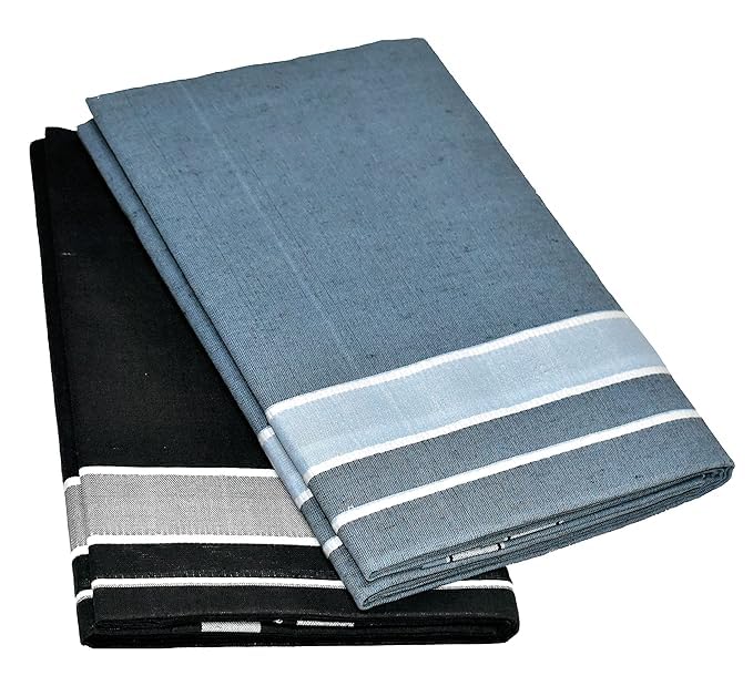 Set of 2 Men's Cotton Dhoti/Kerala Style Dhoti, 2.0 Meter