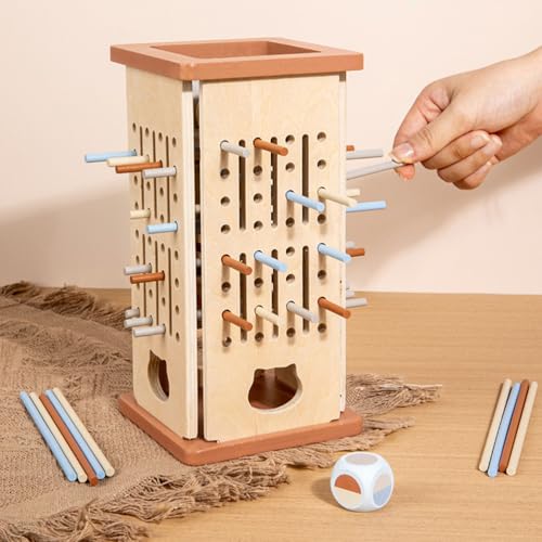 Juego de palitos de madera, juego 2 en 1 de torre de equilibrio, juego educativo Montessori miniatura 3
