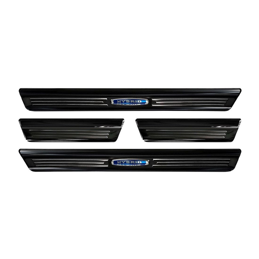 Avisa Black Inox door sill protectors compatible with Volkswagen Golf VIII Hatchback/Variant 2020-2024 & FL 2024- 'Hybrid' - 4-pieces