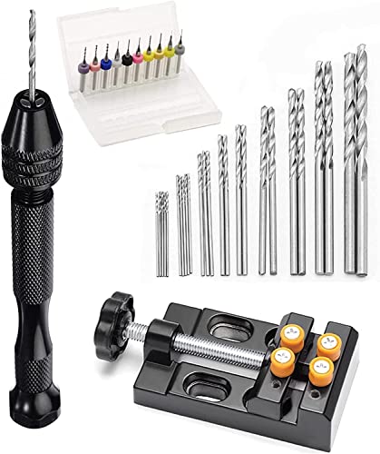 mizikuu 37 Teiliges Mini-Handbohrer-Set für Handwerk, Comius Sharp Pin Schraubstock Präzisions-Spiralbohrer mit Mini-Bohrschraubstock Manuelles Bohrer-Set für Modelle Hobby DIY 0,3-1,2 mm PCB-Bohrer Cover