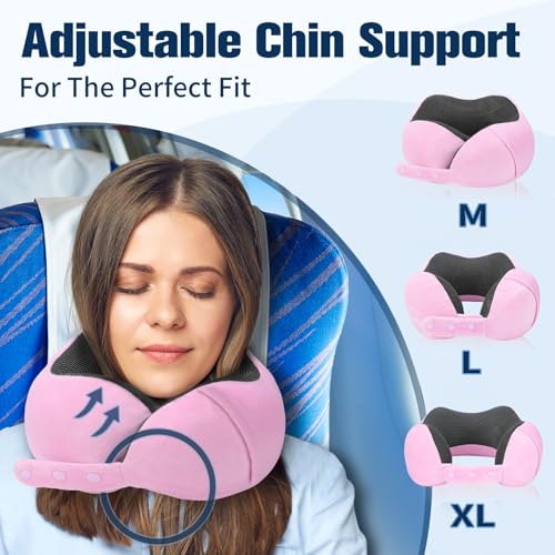 Image of Cirorld Neck Pillow for Traveling, Travel Pillows for Airplanes,100% Pure Memory Foam Travel Neck Pillow, Adjustable Flight Pillow, Portable Plane Accessories with Eye Mask, Earplugs, Carry Bag