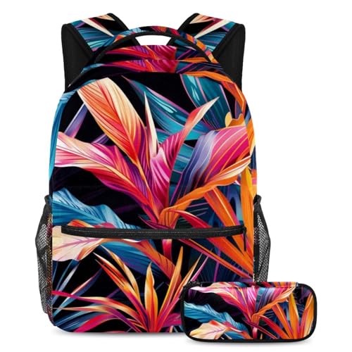 Trousse et ensemble cartable Fresh Art plante tropicale sac à dos scolaire grand volume