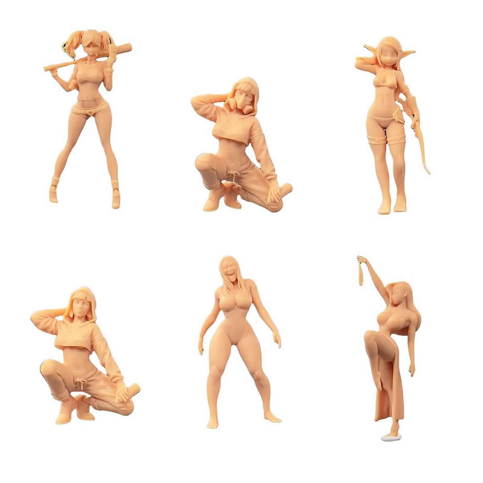 ZEDACAKAI (6 Pcs 1/43 Figure huntress City baseball girl Model GK Need To Be Colored By Yourself