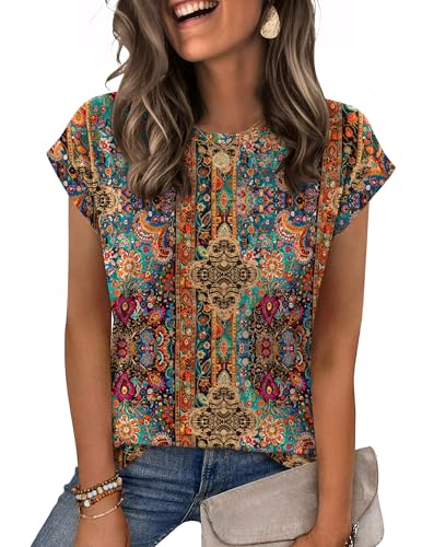 Image of Zeagoo Womens Tops Summer Casual Cap Sleeve Tshirts Shirts Business Dressy Spring Fashion Outfits Trendy Clothes