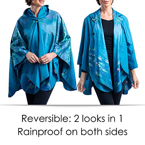 RainCaper Monet Water Lilies Women's Reversible Rain Poncho with Hood - One Size Luxury - Image 2