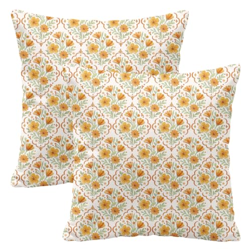 Ancordivo housses coussin vintage floral 24x24 set 2