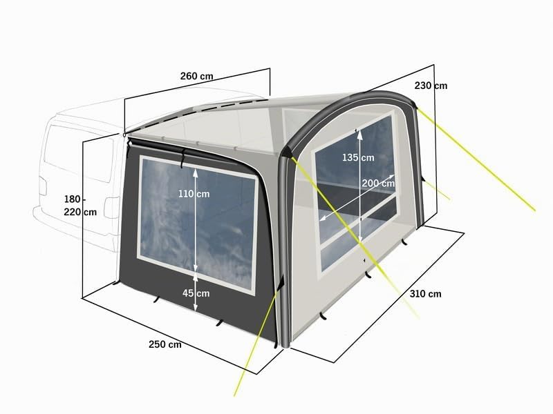 Reimo Antigua Air Sonnensegel Luftvorzelt für VW Bus Camping Reisemobil Caravan 330x250cm grau Auto & Motorrad