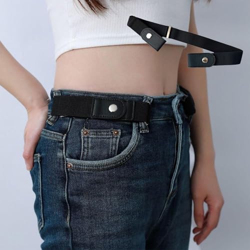 Seamless Elastic Belt for Men and Women, Adjustable No-Buckle Invisible Waistband for Jeans, Pants, Trousers, and Shorts