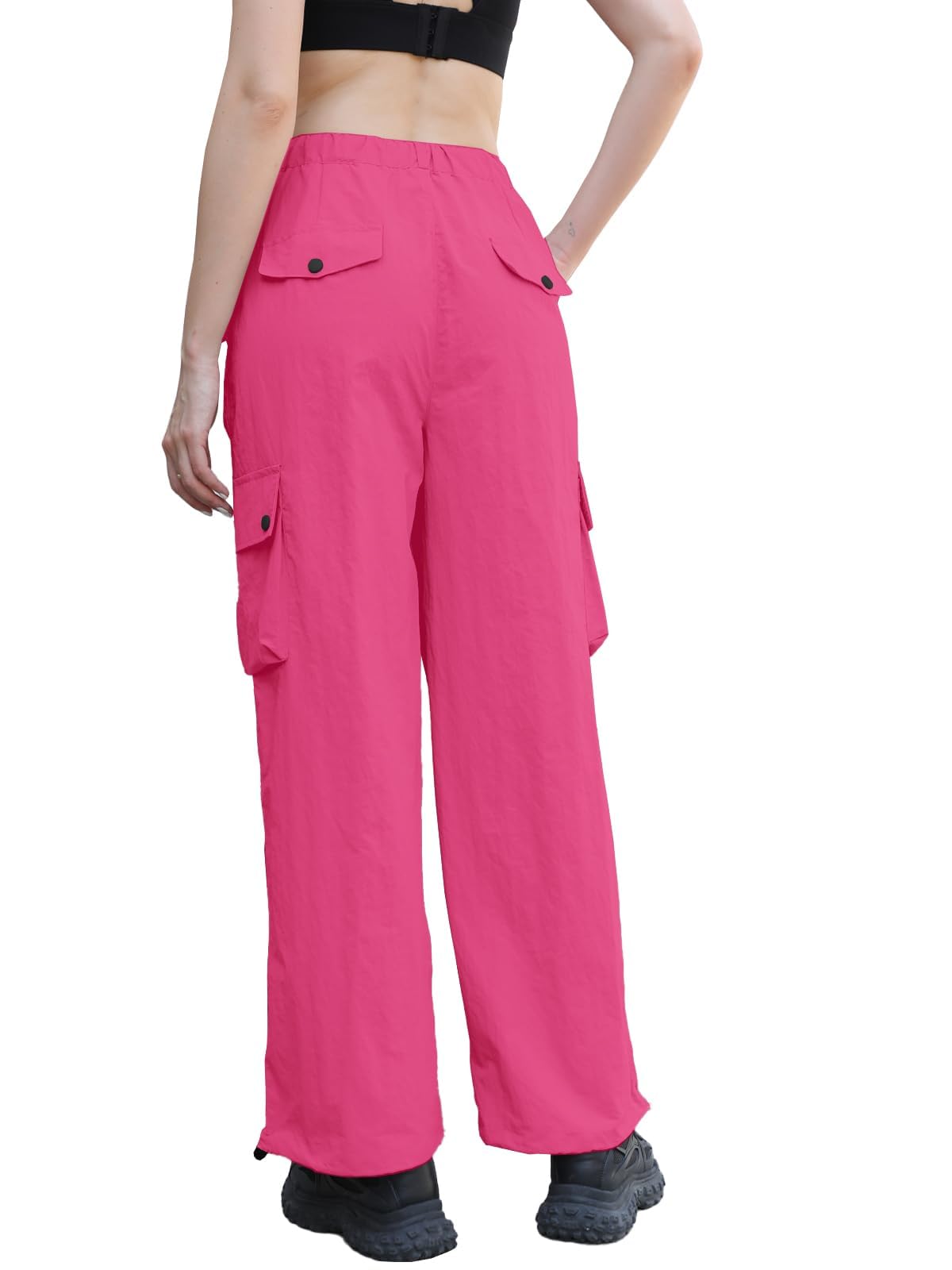 Cromoncent Cargo Pants Girls & Women Parachute Pants Y2K Baggy Rave Clothes Waterproof with Pockets, 6 Years - 3XL