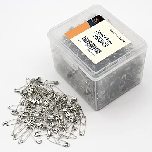 image for vrupin 1000 Pack 1.5Inch/38mm Safety Pins - Small Safety Pins with a C