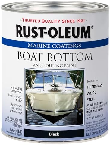Rust-Oleum Available 207012 Marine Flat Boat Bottom Antifouling Enamel Paint, 1-Quart, Black, (Pack of 1), 32 Fl Oz