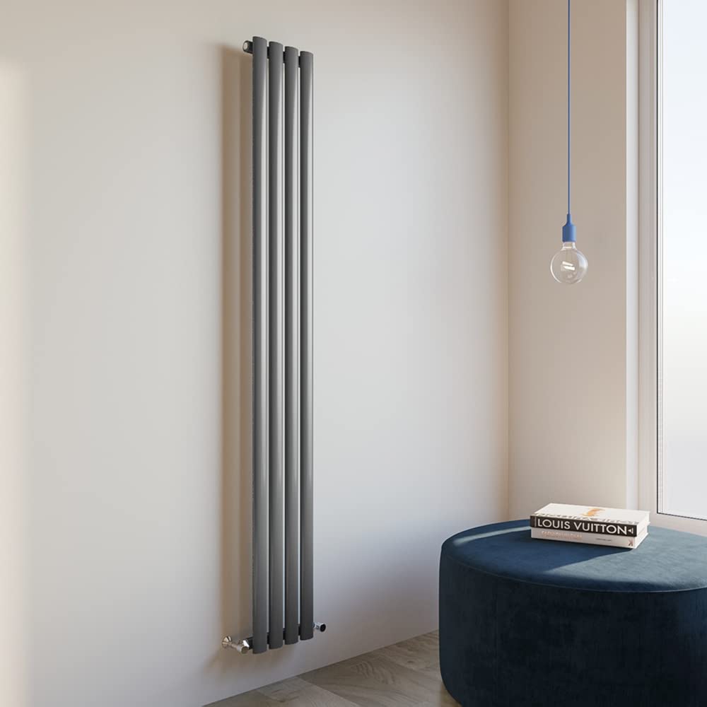 Oval Column Radiator 1800x236mm Vertical Design Single Central Heating Anthracite Rad
