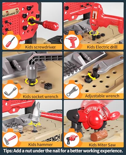 image for Deejoy Kids Toy Bench with Realistic Tools and Electric Drill, 79 Pcs 