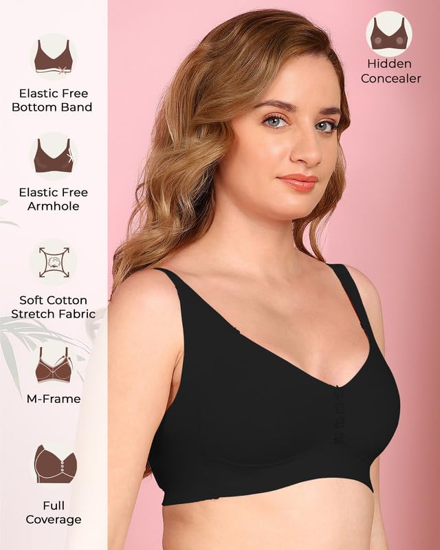 Image of Tweens Cotton Non-Padded M-Frame Minimiser Bonded Bra for Women | Full Coverage | Wire-Free | Non-Padded Cups with Hidden Concealer | Breathable Cotton | Elastic-Free No Marks | Pack of 1