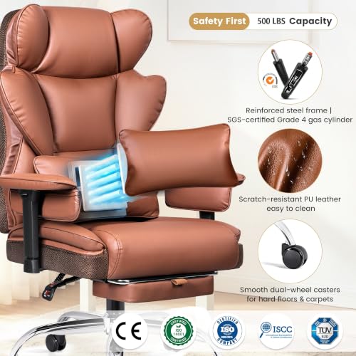 Image of Big and Tall Office Chair 500 lbs, 23.6 inch Wide Seat,PU Leather