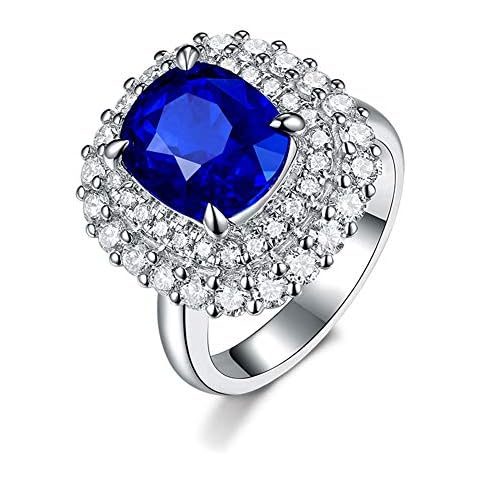 YCGEMS Women's 18 ct White Gold Claw Set Diamond and Sapphire Eternity Ring Cover