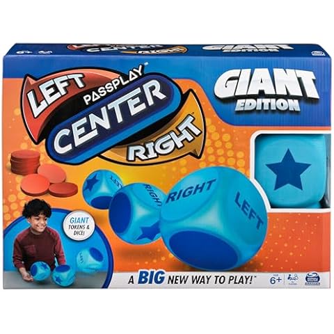 Spin Master Games, Giant Left Center Right, Classic Family Game Night Board Game, Indoor & Outside Game, Family, for Ages 6+ Cover