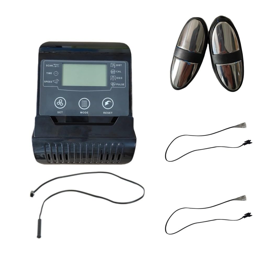 Ordenador electrónico para bicicleta estática con monitor de frecuencia cardíaca, soporte de aplicación de cine, pantalla LCD de distancia y tiempo, color negro