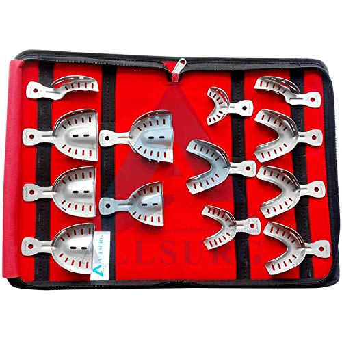 ALLSURG Stainless Steel IMPRESSION TRAY SET OF 6 IN BAG P/DENTURE (COLOR : SILVER)(MATERIAL : Stainless Steel) (SET OF 13)