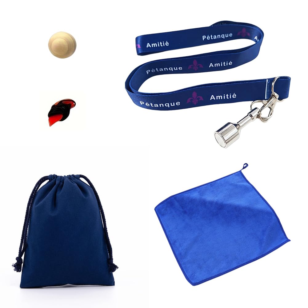 Kit de recogida de bolas de petanca magnéticas con 1 bolsa de almacenamiento, 1 recogedor de bolas de petanca, 1 cerdo, 1 cuerda de medición, 1 bola de limpieza de tela, ideal para principiantes y