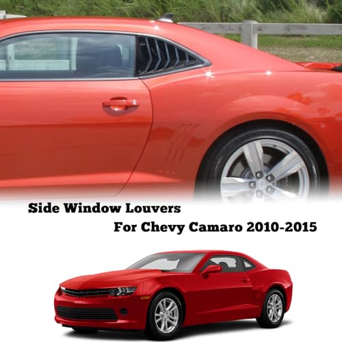 Image of Kurtz Rear Side Window Louvers for Chevy Camaro 2010 2011 2012 2013 2014 2015 Triangular Window Glass Blinds Air Vent Scoop Shades Cover Blinds Trim Sport Exterior Accessories ABS Bright Black 2PCS