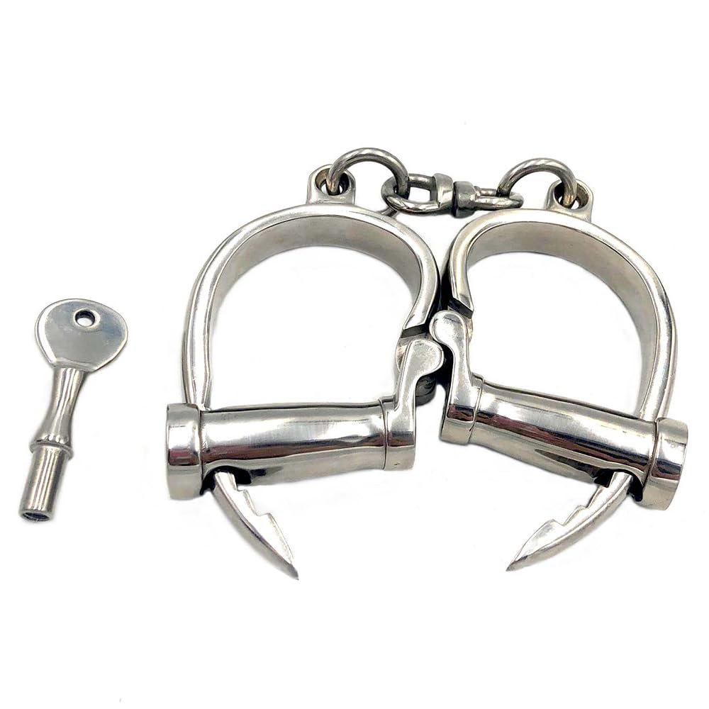Edelstahl Verstellbar Handschellen Metall Hufeisen Hand Zubehör Abschließbare Manschette Flirt Handgelenk SM Fesseln Handcuffs Sklaven Bondage Erwachsene Spiel BDSM Sexspielzeug für Paar Männer Frau