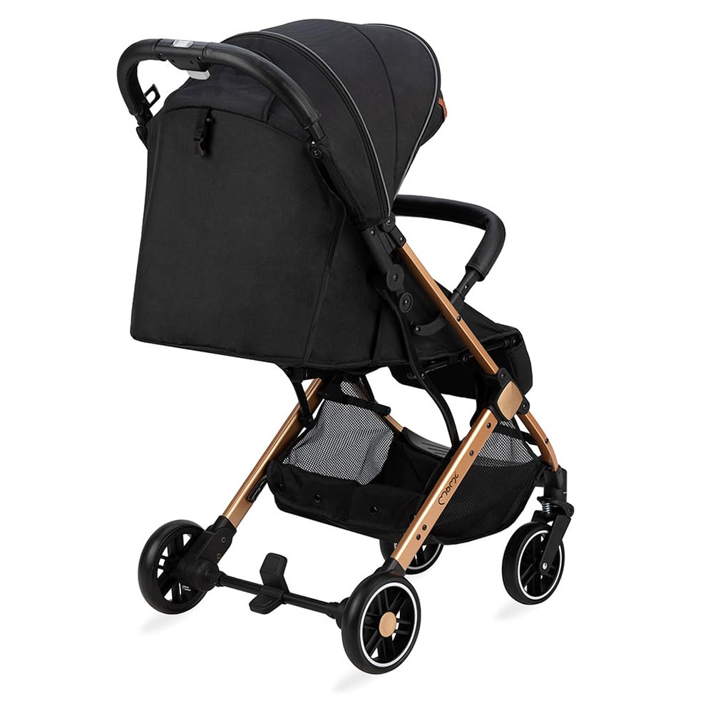 MoMi ESTELLE Poussette compacte légère et pliable dès 6 mois jusqu'à 15 kg, dossier inclinable, repose-pieds réglable, roues amorties, grand panier, harnais 5 points