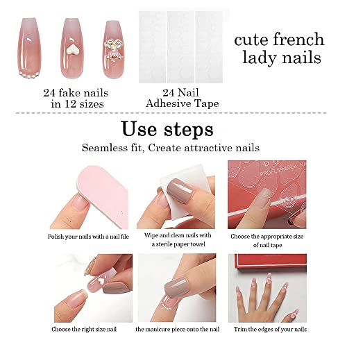 Image of MAYCREATE Pink Gradient French Press On Nails 24Pcs Adhesive Tabs | Easy Application, Full Cover Fit, Pink Gradient Style, Gel Nail Design, Adhesive Tabs Included