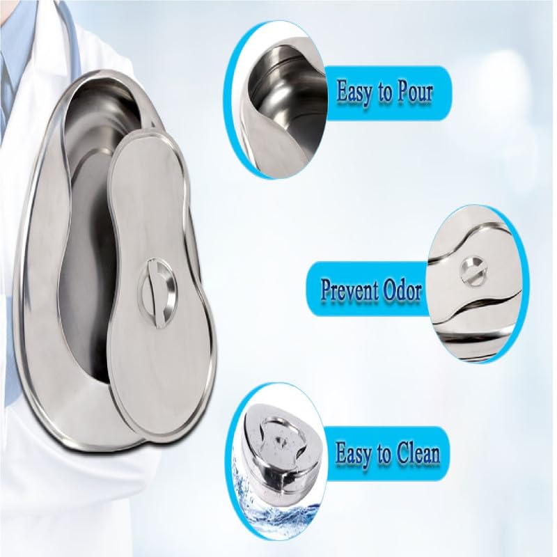 Mowell Bedpans for Elderly Women/female, Bedpan Heavy Duty Smoothed Countoured for Bed-Bound Patient,Stainless Steel Bed pan for Medical Centers and Home Use for female (pack of 1) Mowell Bedpans for Elderly Women/female, Bedpan Heavy Duty Smoothed Countoured for Bed-Bound Patient,Stainless Steel Bed pan for Medical Centers and Home Use for female (pack of 1)