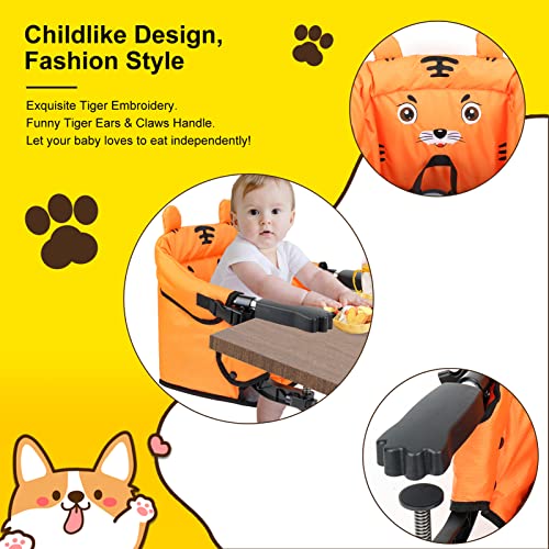 Upgraded Hook On Chair, Clip-On High Chair With Animal Design,Fold-Flat Storage Portable Baby Feeding Seat,High Load Booster Seat For Dinning Table, Attach To Fast Table Chair For Home&Travel(Orange) #TOP1