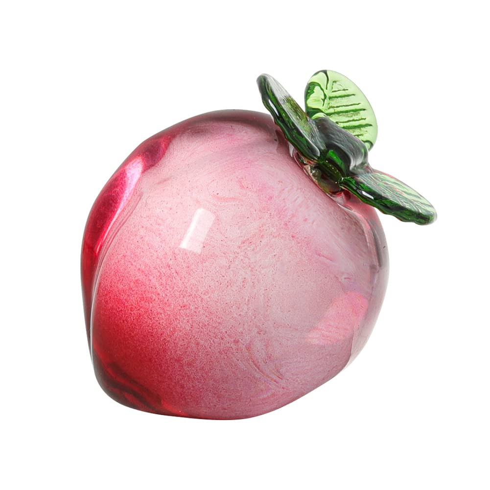 YANGSHINE Crystal Peach Figurines statue Ornament Artificial Fruit statue Ornament Tabletop Fruit Paperweight Art Glass Ornament for Home office Souvenir Gifts -Pink Peach