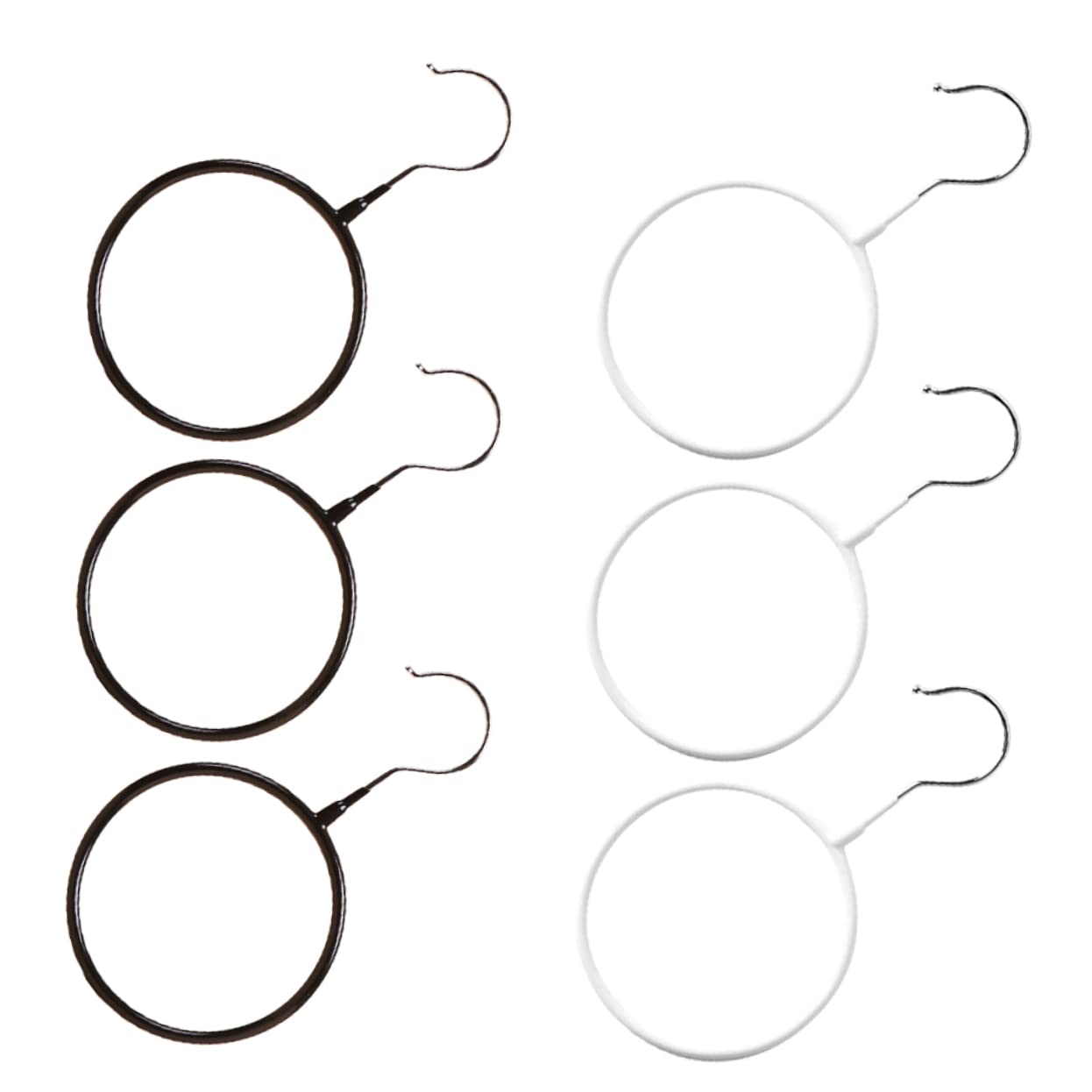 OFFSCH Scarf Organizer Hanger Set 6pcs Metal Ring Holders Dipping Plastic Coating Wardrobe Scarf Storage Tool Anti-Slip Design