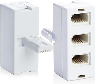 2 PCS BT Telephone Socket Line 3/4 Way Splitter, ADSL RJ11 Broadband internet Microfilter Splitter, Cable UK Adapter Landline Port Converter Extender FAX Modem Phone Converter (3 Ways)