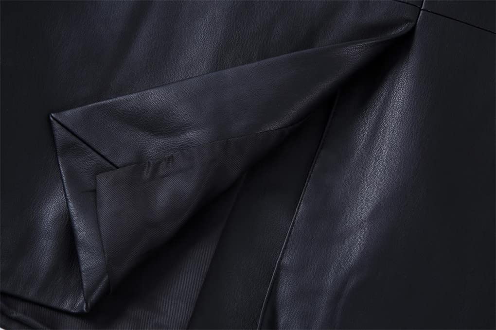 Dninmim Blazer oversize in pelle sintetica PU a maniche lunghe a maniche lunghe da donna