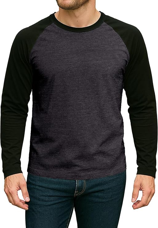 Decrum Mens Raglan Shirt Pack of 3 - Casual Multipack Long Sleeve Shirts for Men Baseball Tee2