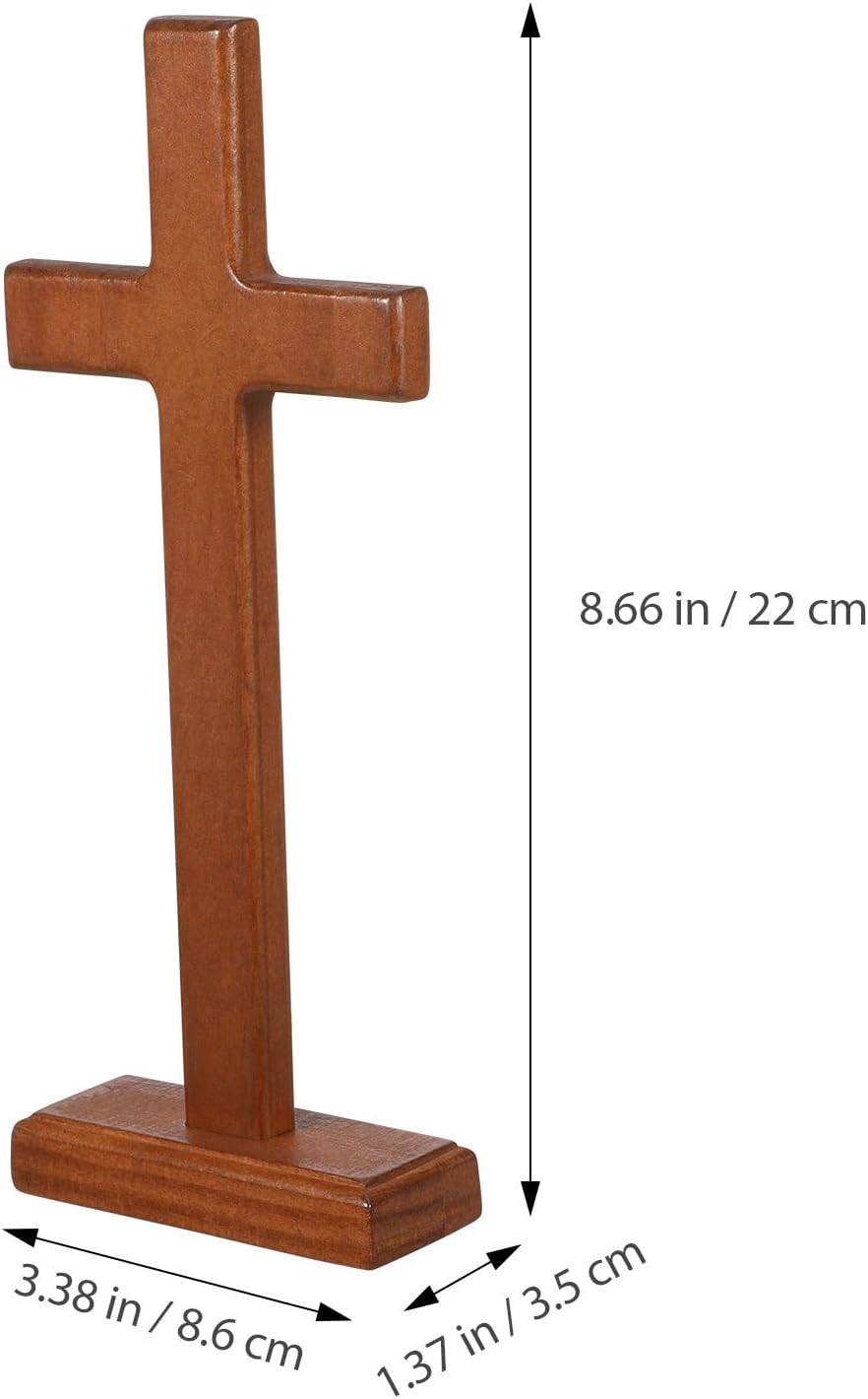 Beechwood Standing Cross with Solid Wood Construction and Smooth Finish Inspirational Religious Decor for Church Household Christening Natural Wooden Christian Ornament