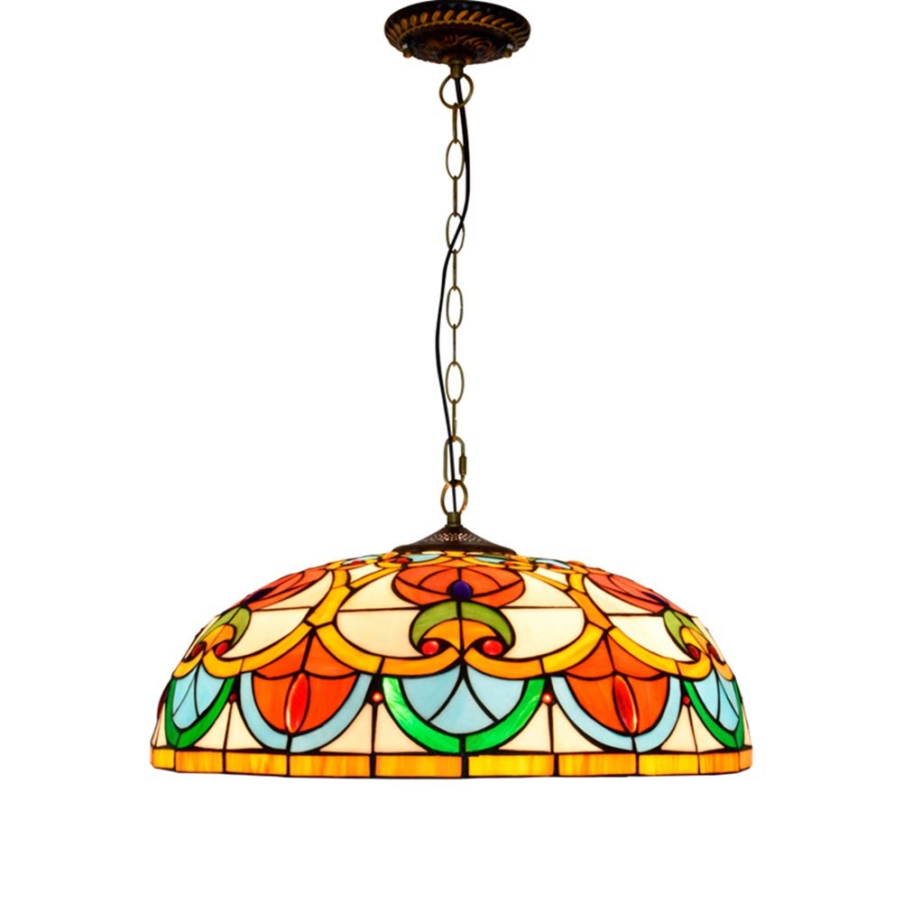 HPTHLY Ceiling Stained Glass Chandelier 50Cm American Minimalist Retro Creative Love Tiffany Stained Glass Living Dining Bed Pendent Lamp