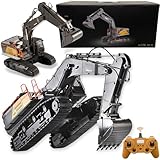 Ssccgym 20.4 Inch 22 Channels Remote Control Excavator Truck 1/14 Scale Metal Shovel Independent Arms RC Digging Machine Metal Alloy Construction Vehicles Toy for 14y+ Beginners