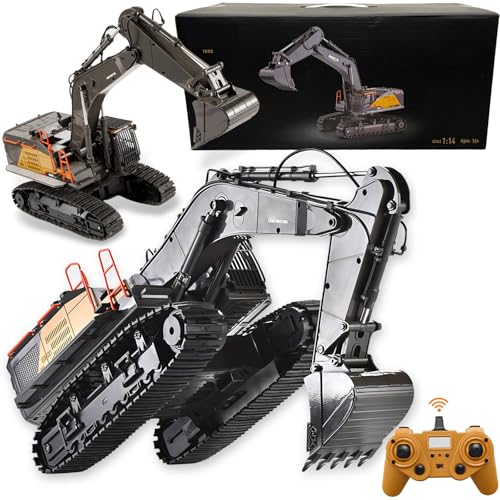 Ssccgym 20.4 Inch 22 Channels Remote Control Excavator Truck 1/14 Scale Metal Shovel Independent Arms RC Digging Machine Metal Alloy Construction Vehicles Toy for 14y+ Beginners