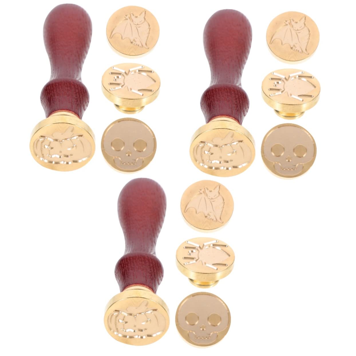 3sets Timbri Cera Per Halloween Con Teste Decorative Uniche Kit Di Sigillatura Per Inviti e Decorazioni Fai Da Te