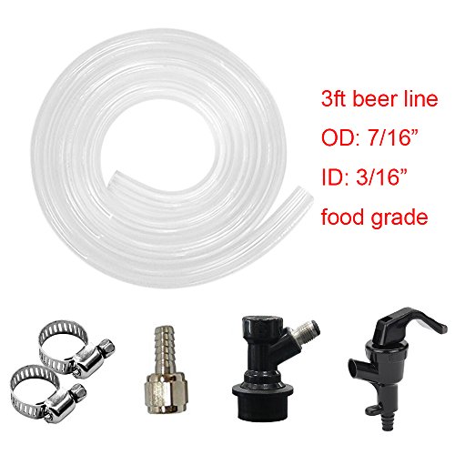 2 PACK 3/16" ball lock line assembly, picnic tap with 3ft beer line for home brewing by PERA