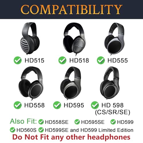 SOULWIT Almohadillas para Sennheiser HD560S/HD598/HD599 - Negro | para auriculares HD515/HD518/HD555/HD558/HD558SE/HD560S/HD595/HD595SE/HD598(SE/CS/SR)/HD599(SE/Edición Limitada) miniatura 2