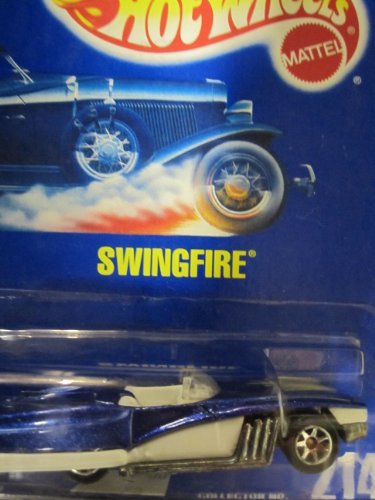 Swingfire 1994 Hot Wheels #214 Blue with Seven Spoke Wheels on Solid Blue Card