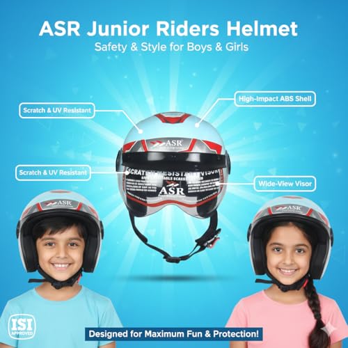 Image of ASR Champ Kids Helmet | ISI Approved | High-Impact ABS Shell | Scratch & UV Resistant Wide-View Visor | Boys & Girls | Age 6-14 Years | Cycle & Scooter Riding Helmet